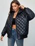 Große schwarze Steppjacke für Damen – warme Jacke mit Kapuze